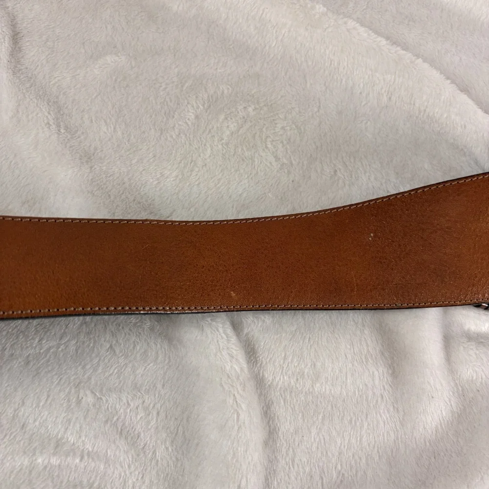 Vintage 90 Axcess Italy Genuine Leather Belt Wide Tapered Brown Sm Boho Buckle